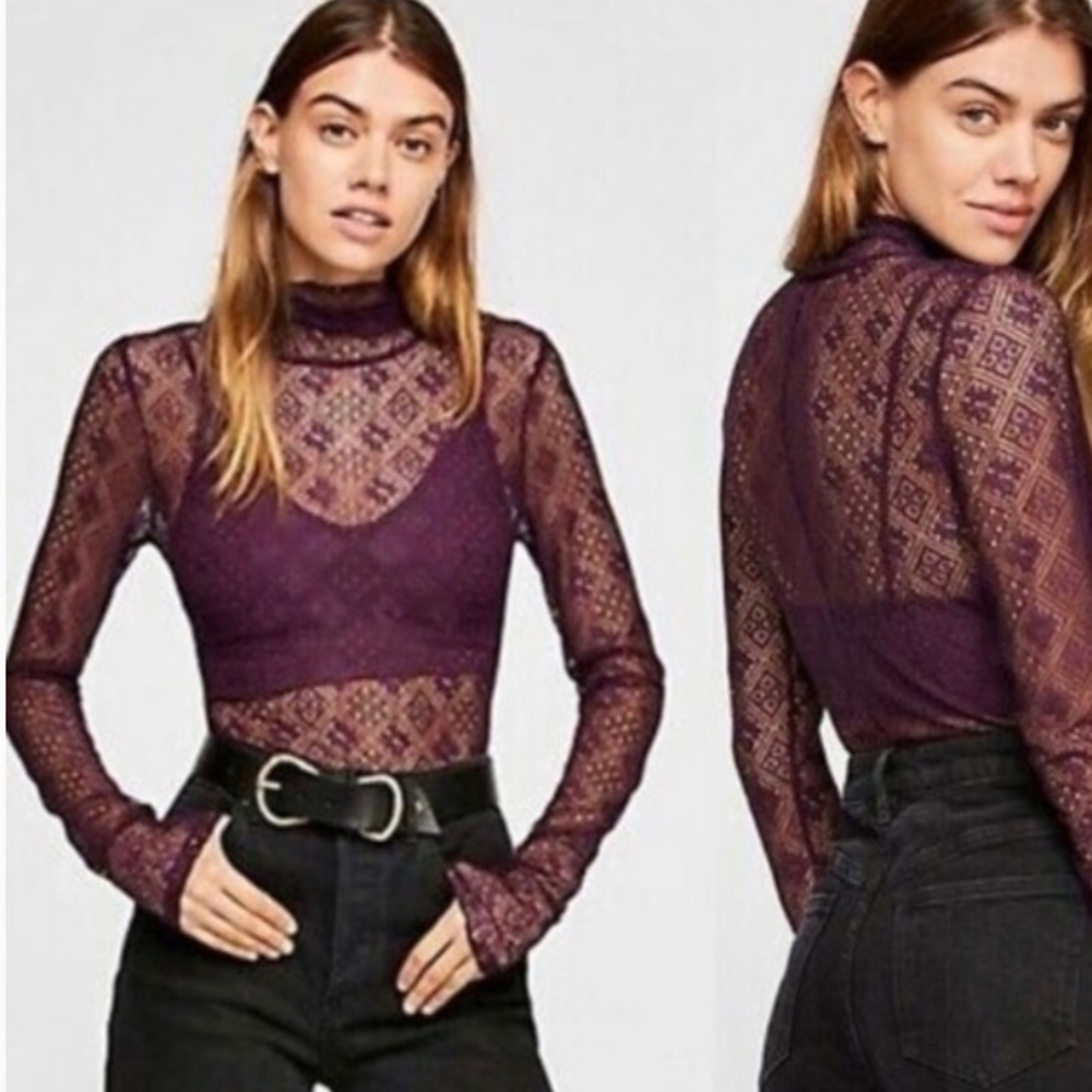 Free People Sweet Memories Turtleneck in Berry